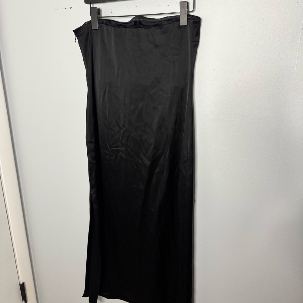 La Ligne Black Strapless Slip Dress with Slit - Picture 4 of 6